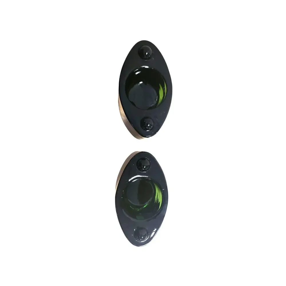 Vintage MCM Green Cats Eye Glass Single Votive Candle Holders Pair of 2